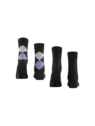 BURLINGTON | Chaussettes femme EVERYDAY, lot de 2, 36-41, bleu marine et blanc | schwarz